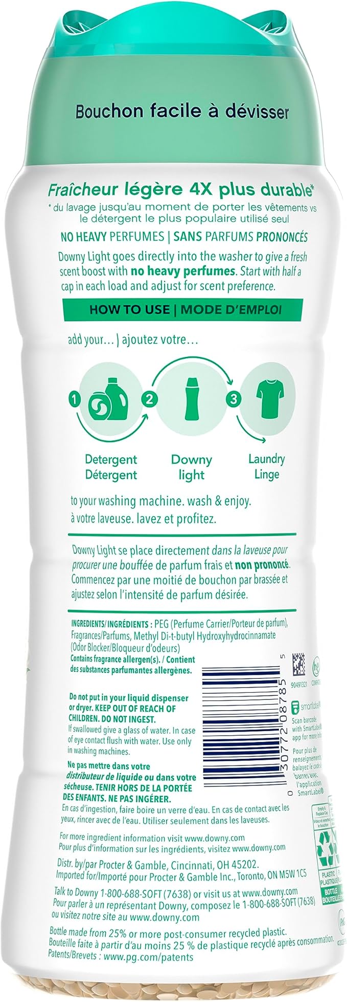 Downy Light Laundry Scent Booster Beads for Washer, Woodland Rain, 18.2 oz, with No Heavy Perfumes