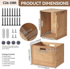 KIRIGEN Stackable Wood Storage Cube /Basket/ Bins Organizer for Home Books Clothes Toy Modular Open Cubby Storage System - Office Cubical Bookcase Closet Shelves C26-DBR
