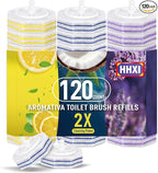 120Ct Aromative Toilet Brush Refills, Toilet Bowl Cleaner Refills, Double-Layer Cleaning Pads Added, Disposable Refill Heads for Toilet Bowl Cleaner Wands，Bulk （Patented）