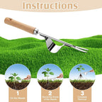 2 Pcs Hand Weeder Puller Tool for Garden Stainless Steel Two Pronged Fork Manual Weed Remove Dig Tool for Lawn Yard Farmland Cultivating Transplant Plant Flower Weeds(Straight Line Style)