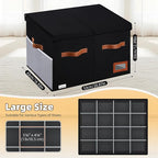 Supowin Shoe Organizer for Closet, Foldable Shoe Storage Bins with Lid & Adjustable Dividers, Fabric Shoe Box Storage Containers with Four Reinforced Handles, Fits 16 Pairs, 1 Pack, Black