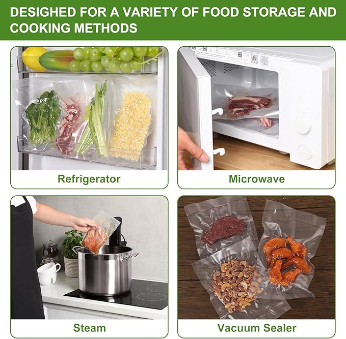Moretoes Vacuum Sealer Bags, 3 Rolls 8" x 33' Food Vac Bags for Food Storage Saver, Commercial Grade Bag Rolls, BPA Free, Customized Size Bag for Sous Vide Cooking or Meal Prep