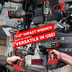 Cordless Impact Wrench 1/2 inch for Milwaukee 18V Battery, Impact Wrench 1360N.m(950Ft-lbs) High Torque Brushless Electric Impact Gun, Power Impact Driver with 3-Mode Speed, LED Work Light(no battery)