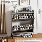 Nicetree Shoe Storage Cabinet with 2 Flip Drawers, Freestanding Shoe Organizer, Shoe Cabinet with Metal Legs, Narrow Shoe Rack Cabinet, Farmhouse Slim Shoe Cabinet for Entryway, Hallway, Rustic Gray
