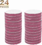 HARFINGTON 24pcs Scrubber Scouring Pads 500 Grits 3 Inch Drill Power Brush Hoop and Loop Surface Conditioning Disc Drill Scuffing Disc Scrub Pads for Home Kitchen Cleaning, Red