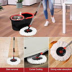Spin Mop and Bucket with Wringer Set, 360° Spinning Mop Bucket System with 3 Microfiber Mop Replacement Heads, Adjustable Handle for Floor Cleaning (Black)