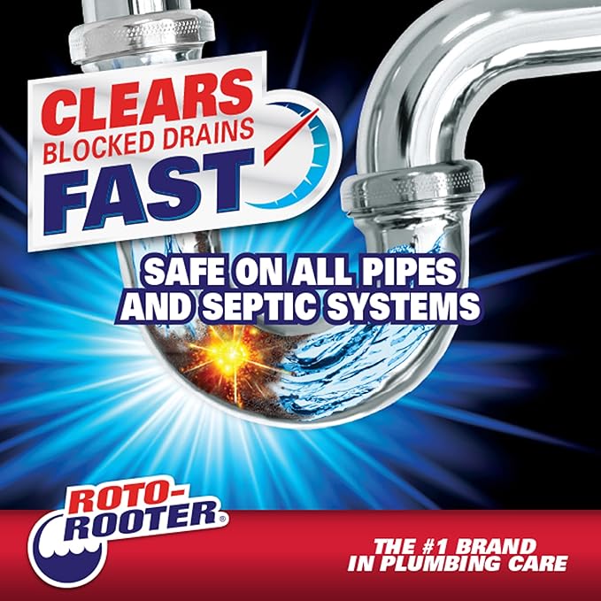 Roto-Rooter Gel Clog Remover Drain Cleaner, Thick Gel Helps Clear Slow Drains and Break Down Hair, Grease and Soap Buildup, Suitable for Pipes, Toilets, Showers and Sinks, 80 oz