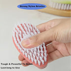 2 Pack Scrubbing Brushes for Cleaning, Heavy Duty Scrub Brush Nylon Stiff Bristles,Scrubber Cleaner Brush for Bathroom,Showe,Sink,Kitchen,Bathtub,Floor,Multi-Purpose Cleaning Brush (Pink + Purple)
