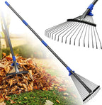 Rake for Leaves: Adjustable Metal Leaf Rake for Lawn, 8-17" Expandable Head,75” Long Handle,Collapsible Heavy Duty Women Kids Garden Rakes for Yard Pine Needles Mulch Grass Debris Gardening Camping