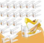 FENRUNXU Shoe Slots Organizer for Closet, Shoe Stacker Organizer Double Layer Stack Shoe Rack, Shoe Display Shelf 50% Space Saver Storage Holder for Closet, 30 Pack