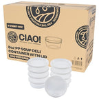 CIAO! 8OZ PP Injection Molded Soup-Deli Container with LLDPE Lid, Microwavable and BPA Free (240/240 combo pack)