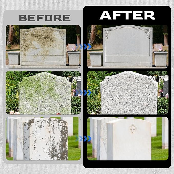 JAOJAO Headstone Cleaner, Stone Cleaner Gravestone Cleaning Kit Restoring and Protecting Tombstones Efficient Cleaning No Damage to Stone for Graves Cemetery Gravestone, 250ml Transparent