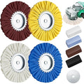 Amylove 8 Inch Airway Buffing Wheels Aluminum Wheel Polishing Kit in Diameter 5/8 Inch Arbor Hole, Polishing Compound and Metal Polish Kit for Angle Grinder(Mixed Color,9 Pcs)