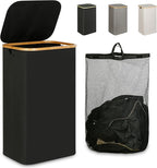 iEGrow Laundry Hamper with Lid, 110L Large Laundry Hamper with Handle and Lid, Collapsible Clothes Basket Organizer with Removable Inner Bag for Clothes Toys Towels - Black