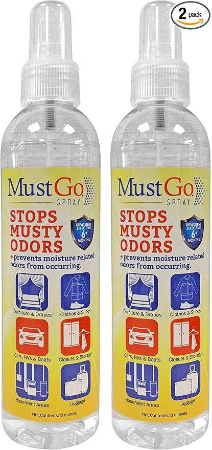 Spray Odor Eliminator - Controls, Removes and Prevents Damp, Musty Smells - 2 x 8 Ounces