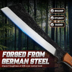 Freelander Japanese Style High Carbon Steel Machete with Red Sandalwood Ergonomic Full Tang Handle and Wood-Leather Sheath, for Camping, Hiking, Yard Work, and Survival,Christmas Gifts for Men Women