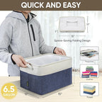 BALEINE 4 Pack Fabric Storage Bins for Shelves, Linen Storage Baskets for Organizing, Decorative Closet Bins for Clothes, Home (Navy Blue, 15"x11"x9.5")