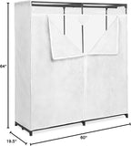Whitmor Extra Wide 60" Clothes Closet, Durable Portable Hanging Wardrobe with Breathable Fabric Cover, Heavy Duty Metal Clothing Rack, Easily Assemble for Home, Bedroom, Dorm, White