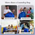 Handy Laundry Nylon XL - Large Capacity with Locking Drawstring, Machine Washable, Fits Laundry Baskets or Hampers, Holds 3 Loads of Clothes - Royal Blue (Pack of 2)