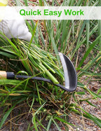 Japanese Weeding Sickle Hoe, 17" Gardening Hand Weeder Nejiri Kama Blade Tool Digging and Cutting Weed Remover, High-Carbon Steel One-Piece Molding with Hard Wood Handle, Very Sharp Edge Quick Work