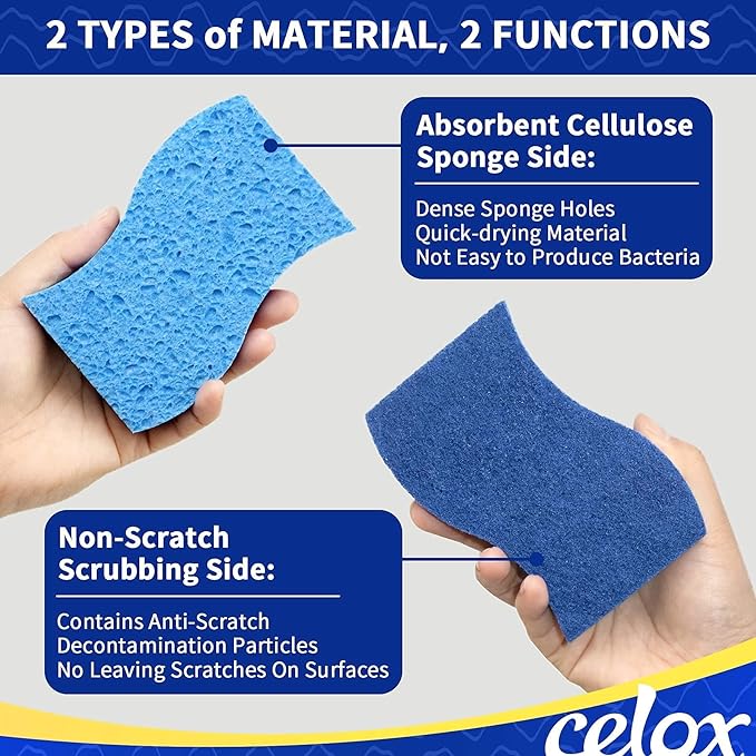 CELOX Sponge for Cleaning Kitchen and Household, Blue