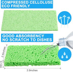 Zhengmy 48 Pieces Sponges Bulk Sponges Kitchen Compressed Sponge Natural Dish Sponge Compressed Wood Pulp Cleaning Without Scratching for Kitchen Bathroom, 3.9 x 2.4 x 0.12 Inch (Multicolor)