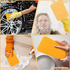 24 Pcs Large Cleaning Sponges Bulk, 7.6 x 5.3 x 1.9 Inch Yellow Reusable Grout Sponge Super Absorbent Non-Scratch Car Wash Sponges for Car, Floors, Windows, Dishes Cleaning