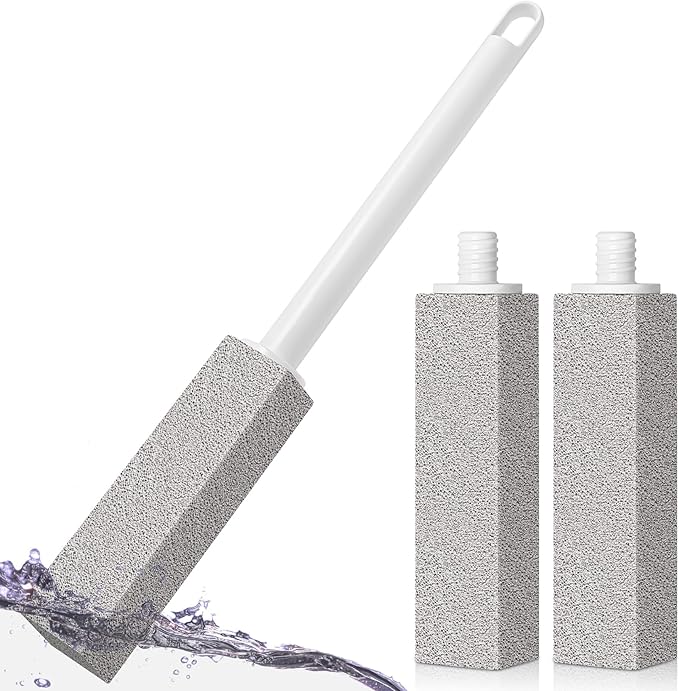 4TH Pumice Stone Toilet Bowl Cleaning – Pumice Sticks with Long Handle, Ideal for Removing Hard Water Rings and Stains, Eco-Friendly and Scratch-Resistant-3Pack