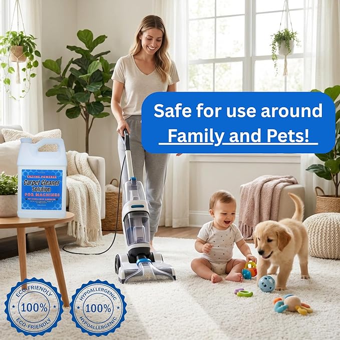 GEODE Carpet Cleaner Solution for Machines – Enzyme Carpet Cleaner & Deodorizer for Deep Cleaning, Pet Stain & Odor Remover, Non-Toxic Concentrated Formula for Carpet Cleaning Machines (G)