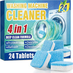 Sugelary Washing Machine Cleaner Tablets 24-Pack, Deep Clean Descaler for Front Loader and Top Load Washers, Washer Cleaner Help Clean Inside Drum and Laundry Tub Seal