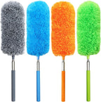 4 Pack Small Microfiber Feather Duster, with 13" to 30" Extendable Pole, Microfiber Head, Cleaning Tool for Cleaning Office, Car, Computer, Furniture, Sofa (Orange/Blue/Green/Gray)