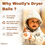 Woolly's Wool Dryer Balls – 100% Pure New Zealand Wool, Reusable Natural Fabric Softener, Reduces Drying Time & Clothes Wrinkles, Chemical-Free Dryer Balls (Pack of 6)