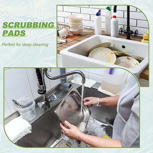 Power Scrub Pads, Scrubbing Pads 180 Grits Scouring Discs - Fitting for (Home Kitchen Cleaning - Drill Attachment - Scrubber Replacement) 8 Pcs & 4 Inch & Green