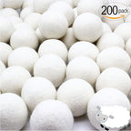 Wooland Wholesale Bulk Laundry XL Premium Wool Dryer Balls - 100% New Zealand Organic Wool Natural Fabric Softener for Sensitive Skin, Babies (200 Count)