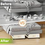 YAASHEEN Under Bed Storage with Wheels, Under the Bed Storage Containers with Clear Lids & Label, Underbed Storage Bins, XXL 60L Rolling Metal Drawer for Clothes, Shoes, Toys, Books (Beige)