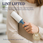 Farberware Fabric Shaver & Lint Remover Set–Battery Operated Sweater Shaver with Triple Blades and Extra Sticky Roller for Pet Hair, Fuzz & Pilling on Clothes, Upholstery & Bedding (Gray/Blue, Small)