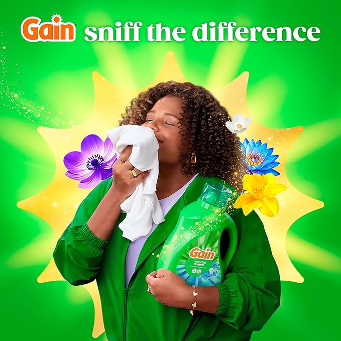 Gain Ultra Oxi Liquid Laundry Detergent, Waterfall Delight Scent, 177 fl oz, Freshness + Odor Fighting, High Efficiency Washing Machine Liquid Cleaning Soap, 134 Loads (Packaging May Vary)