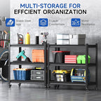 Standing Storage Racks,3 Tier Garage Shelving Heavy Duty Adjustable Garage Shelves,Large Modular Shelving Unit Storage Organizer for Kitchen/Bathroom/Pantry/Office-Assembly Required(Black)