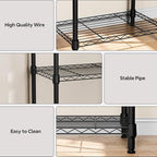 M MZG 4 Tiers Shelf Metal Storage Shelves Wire Rack Closet Organizers for Garage Kitchen Bathroom Laundry Black 11.8" D x 17.7" W x 41.9" H