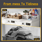 Washer Dryer Countertop Laundry Wood 2 Tier Shelves Topper with Edge, 54" W x 26.7" D Cover Guard Organizer for Washer and Dryer Laundry Hamper Counter Storage Organization White Wood