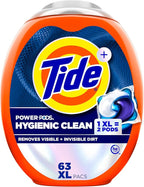 Tide Hygienic Clean Power PODS Laundry Detergent Pacs, Original Scent, 63 Count, Removes Visible and Invisible Dirt