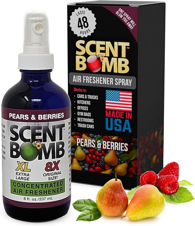 Scent Bomb Air Freshener Spray, Long-Lasting Odor Eliminator for Home & Car, Effective Deodorizer Spray for Kitchen, Bathroom, Fresh Room Spray & Smell Neutralizer, Pears and Berries