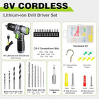 WORKPRO Cordless Power Drill Set, 8V Cordless Drill Driver Set with 53pcs Bits, 2.0Ah Electric Tool Kit with 3/8" Keyless Chuck and Variable Speed Trigger, Portable for Home Improvement, DIY