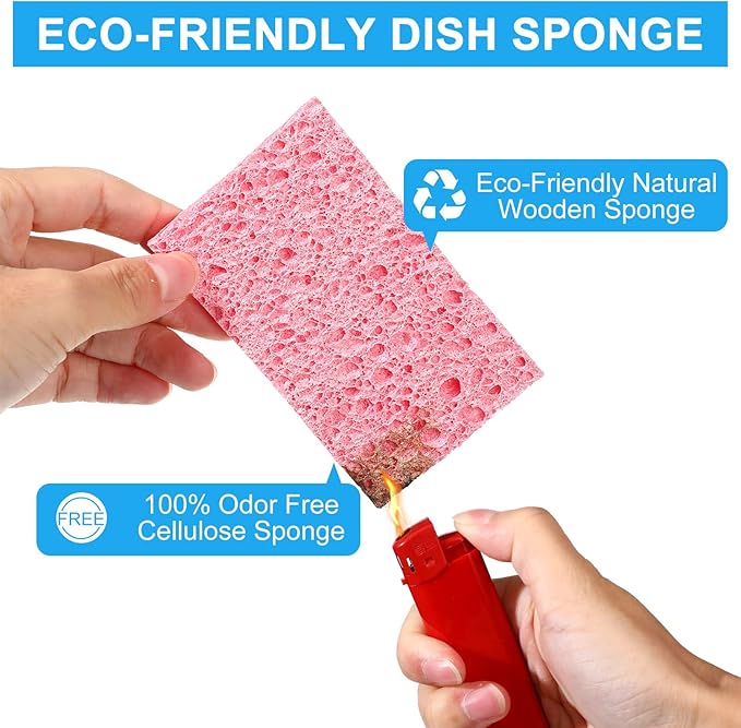 Zhengmy 100 Pieces Sponges Bulk Sponges Kitchen Compressed Sponge Natural Dish Sponge Compressed Wood Pulp Cleaning Without Scratching for Kitchen Bathroom, 3.9 x 2.4 x 0.12 Inch (Multicolor)