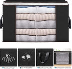 Budding Joy 90 L Large Storage Bags, 10 Pack Clothes Storage Bins Foldable Closet Organizers Storage Containers with Reinforced Handle for Clothing, Blanket, Comforters, Bed Sheets, Pillows (Black)
