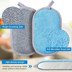 Dual-Sided Multi-Purpose Scrub Sponges, Non-Scratch Dishwashing Sponges for Kitchen, Reusable Microfiber Sponge for Efficiently Cleaning Dishes, High Density Sponge Inside (6 Pack, Medium 3 Color)