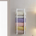 Towel Rack for Rolled Towels, Towel Rack for Bathroom,Wall Mounted Metal Bathroom Organizer, Bath Towel Holder Wall for Modern Small Space Bathroom Towel Storage (White)