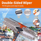 Squeegee Window Cleaner Set 2-in-1 Multi-Surface Cleaning Tool with Extendable Pole, Detachable Microfiber Cloths Bendable Head for Indoor & Outdoor Glass for Car Indoor Outdoor High Windows