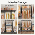 VIPEK V50 Extra Large Closet Rack Heavy Duty Garment Rack Freestanding Wardrobe with Shelves, Portable Metal Clothing Rack for Hanging Clothes, Adjustable Open Closet System, 1300 lb Capacity, Black