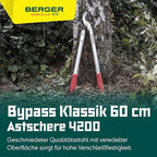BERGER Lopping Shear Bypass Classic, Length: 600 mm Made of high-Grade Steel, Pruning Shear with Stop Damper no. 4200